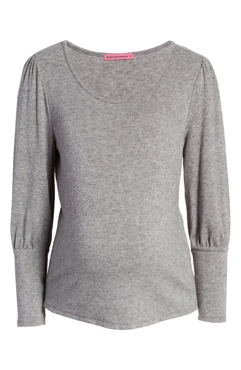 Maternal America Scoop Neck Maternity Top, Alternate, color, Heather Charcoal