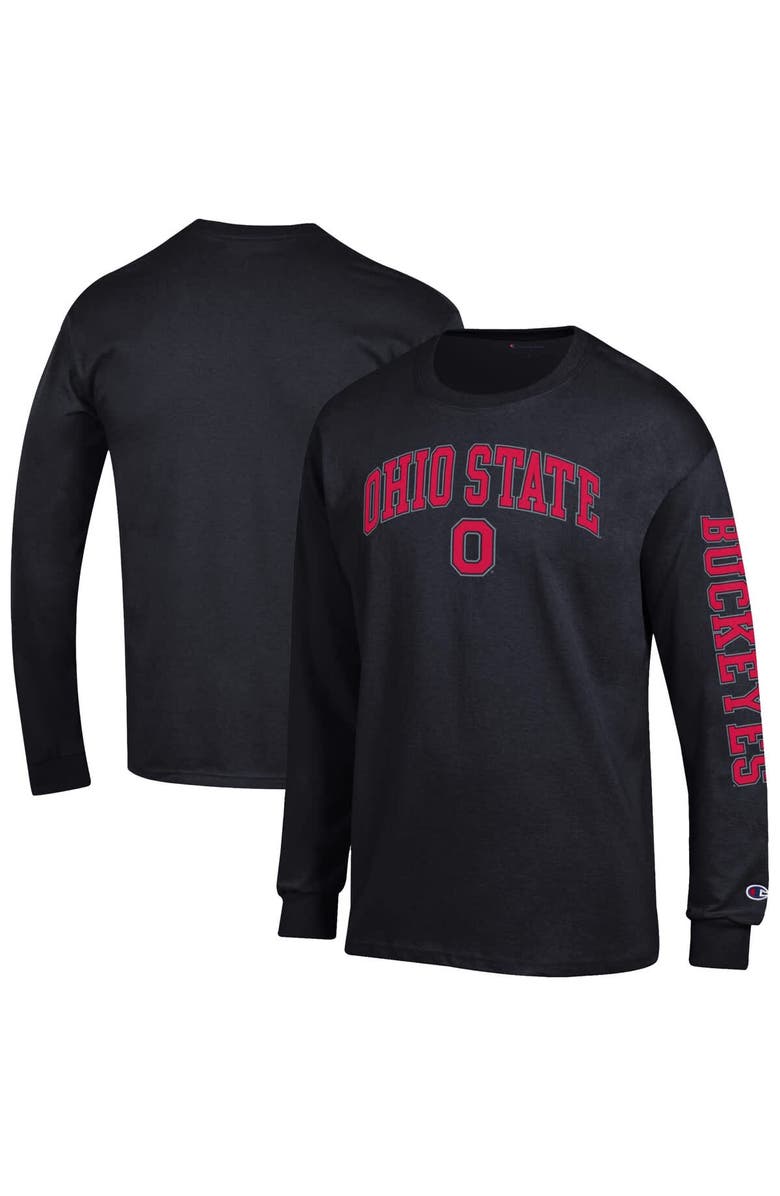 Champion Men's Champion  Black Ohio State Buckeyes Arch Over Logo 2-Hit Long Sleeve T-Shirt, Main, color, Black