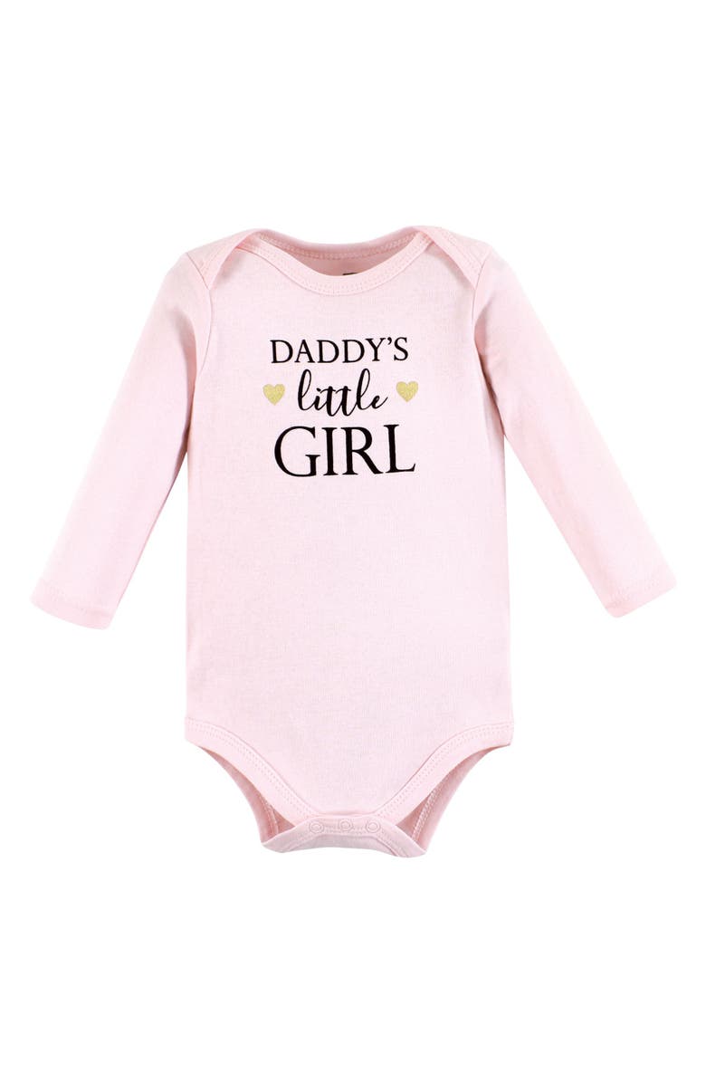 Hudson Baby Little Soft Cotton Long-Sleeve One-Piece 3Pk, Alternate, color, Girl Daddy 3-Pack