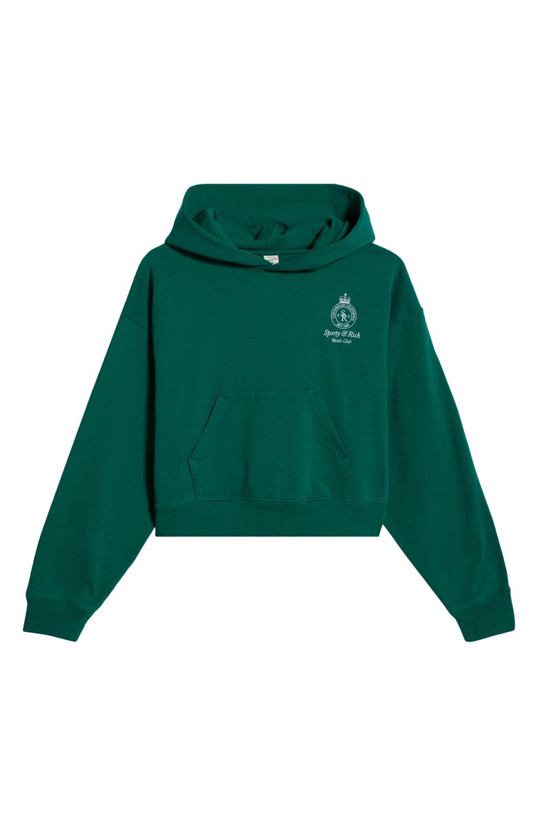 Sporty & Rich Crown Tennis Crop Cotton Hoodie, Main, color, Alpine