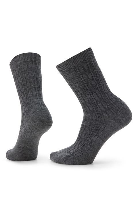 Cable Knit Crew Socks