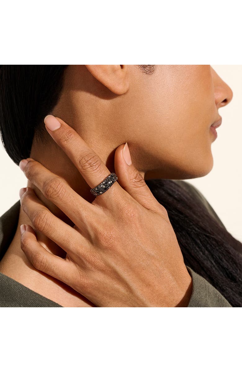 John Hardy Surf Ring, Sterling Silver, Black Sand Diamond Pavé, 8mm, Alternate, color, 