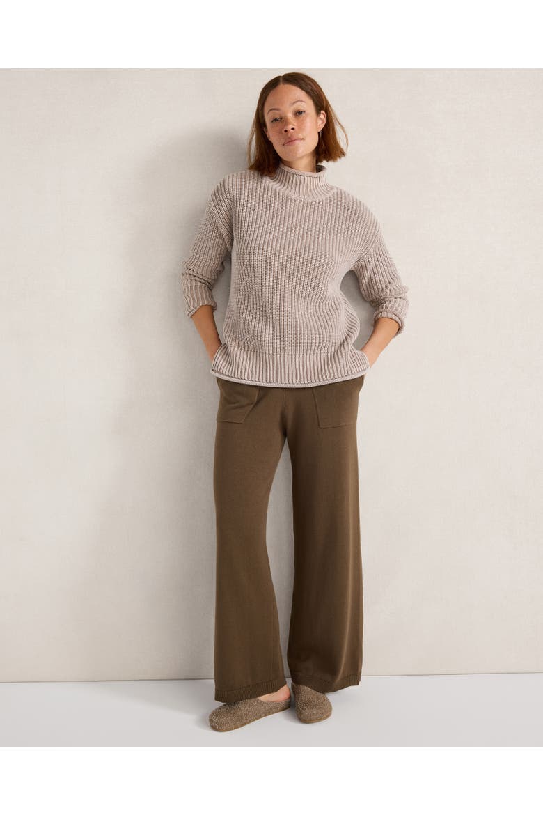 Organic Cotton Knit Wide Leg Pants, Main, color, Deep Mocha