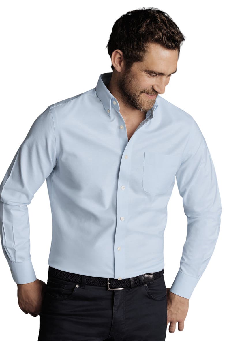 Charles Tyrwhitt Slim Fit Button-Down Collar Non-Iron Stretch Oxford Shirt, Main, color, Sky Blue