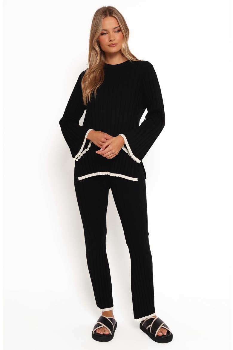 Dora Rib Knit Ankle Pants, Alternate, color, BLACK