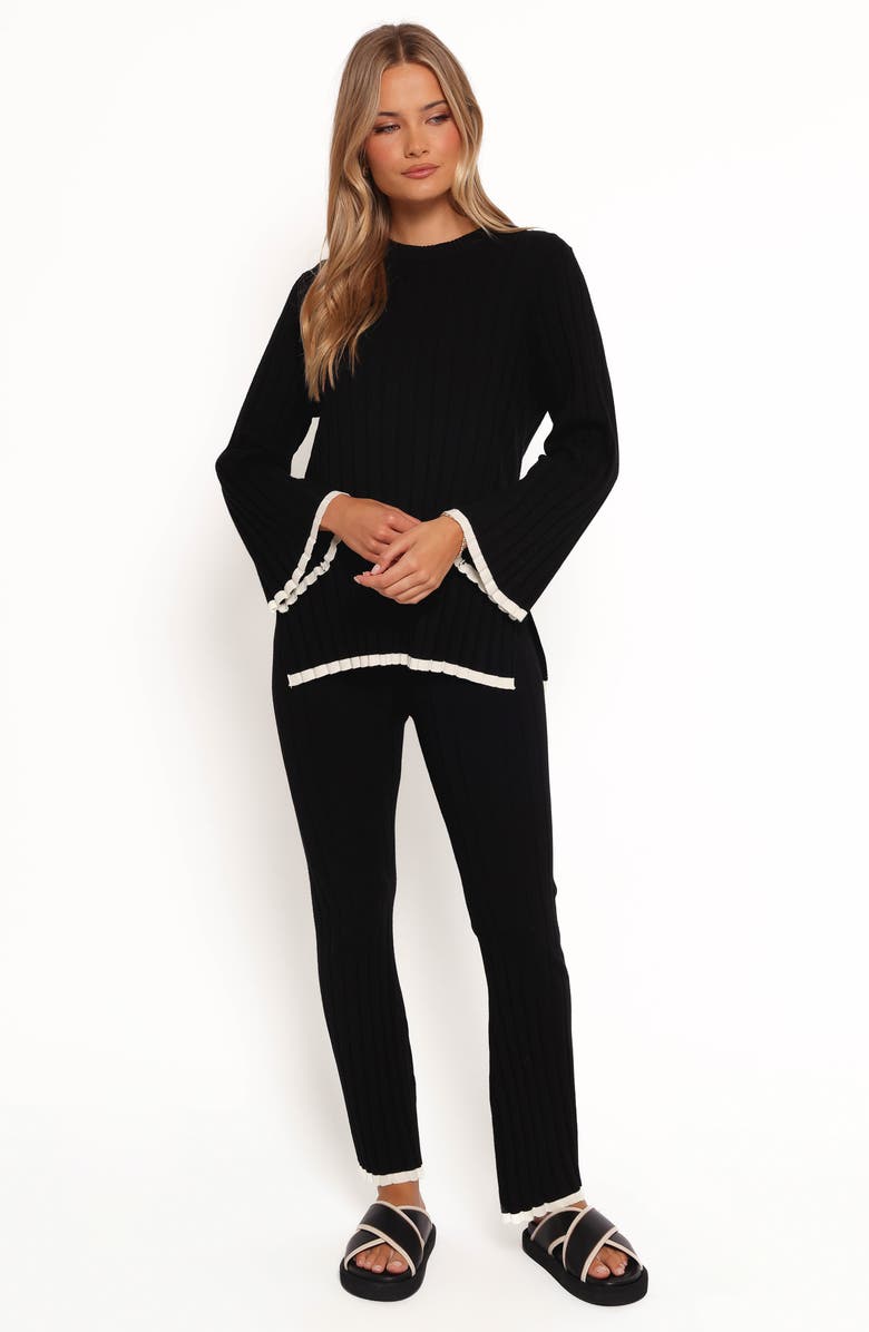 Petal & Pup Dora Rib Knit Ankle Pants, Alternate, color, Black