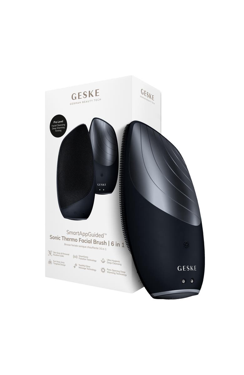 GESKE SmartAppGuided Sonic Thermo Facial Brush | 6 in 1, Main, color, Black