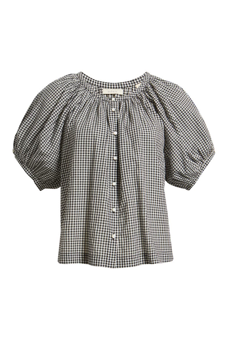 June Organic Cotton Gingham Top, Alternate, color, NOIR LA MADDALENA GINGHAM