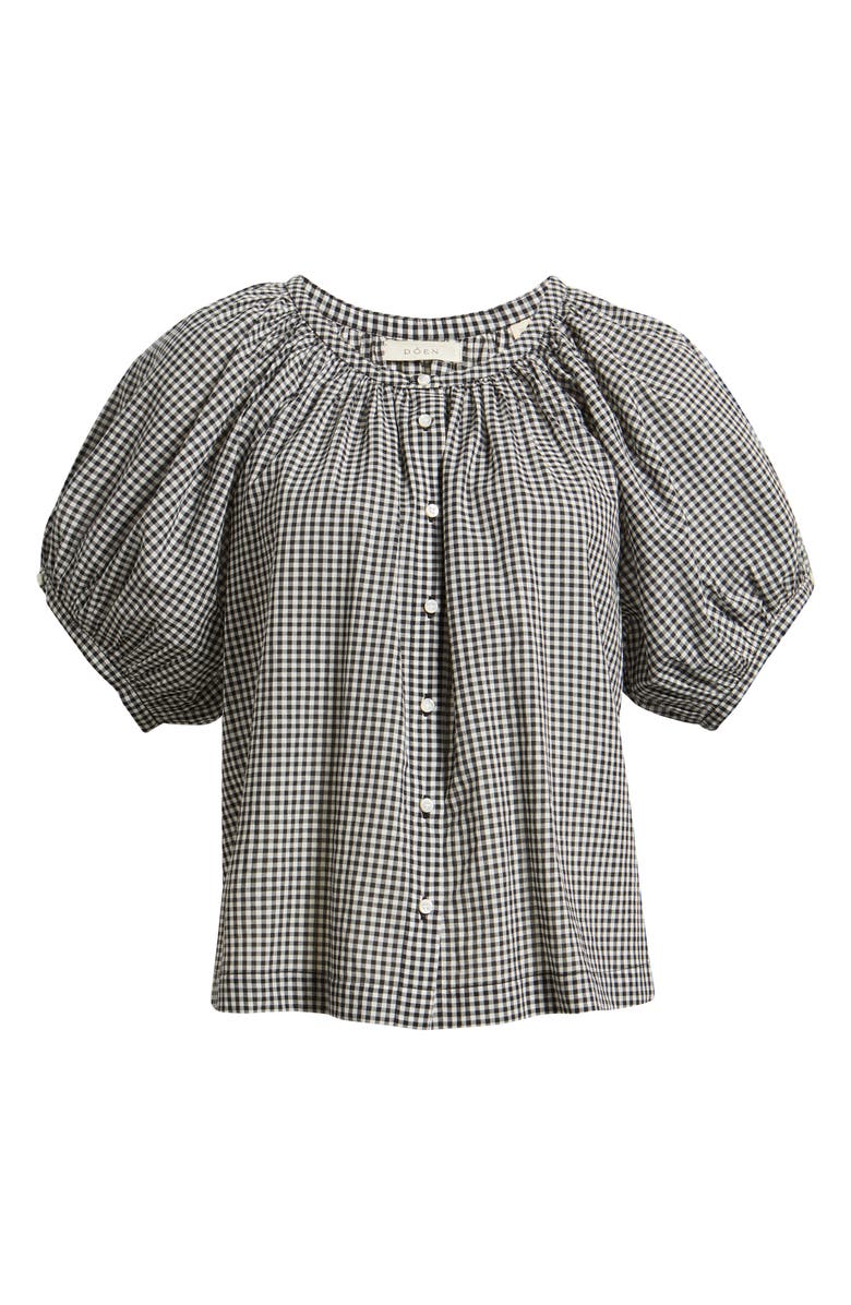 DÔEN June Organic Cotton Gingham Top, Alternate, color, Noir La Maddalena Gingham