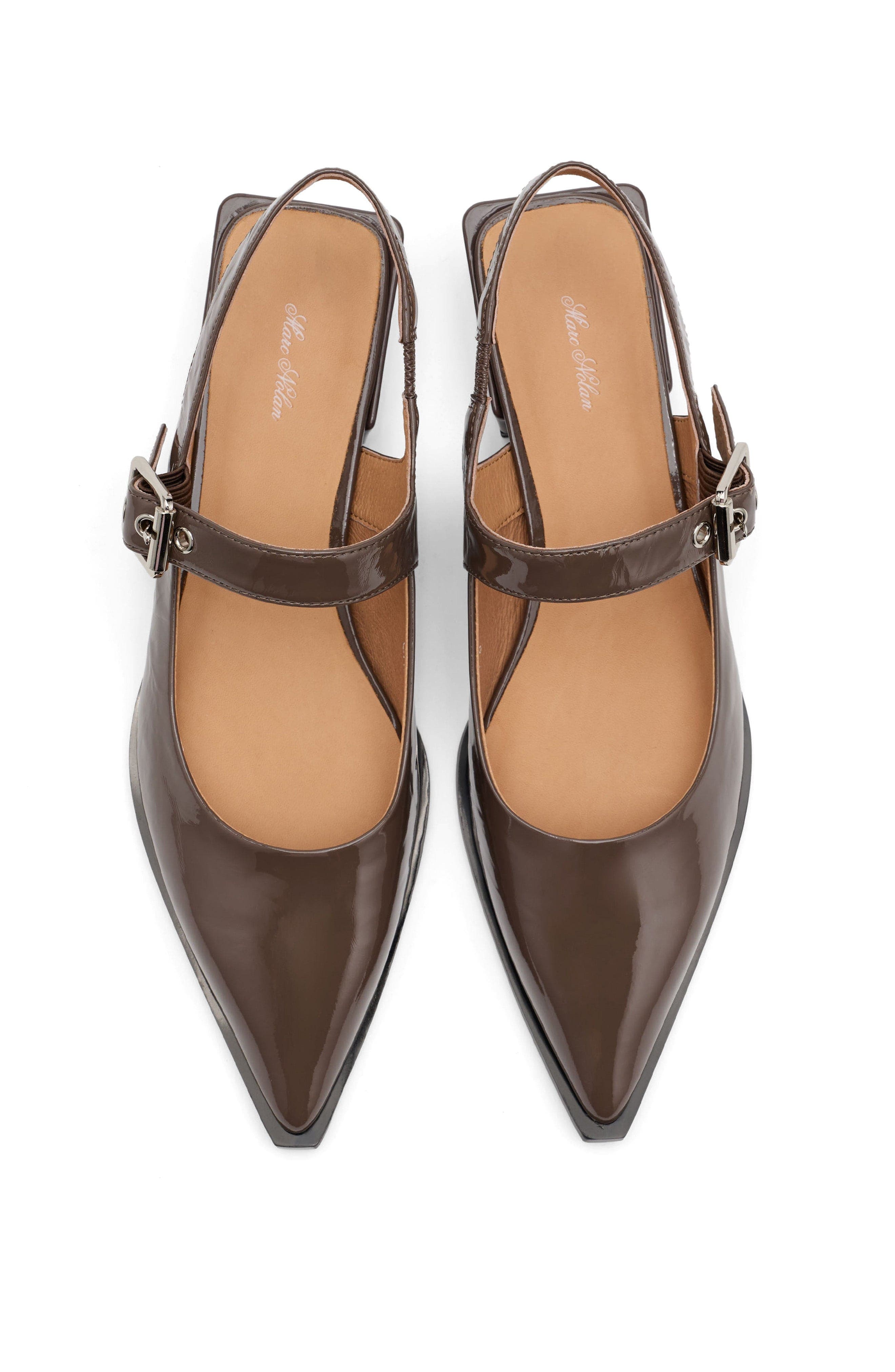 MARC NOLAN Chelsea Leather Slingback Block Heels, Alternate, color, Taupe Patent
