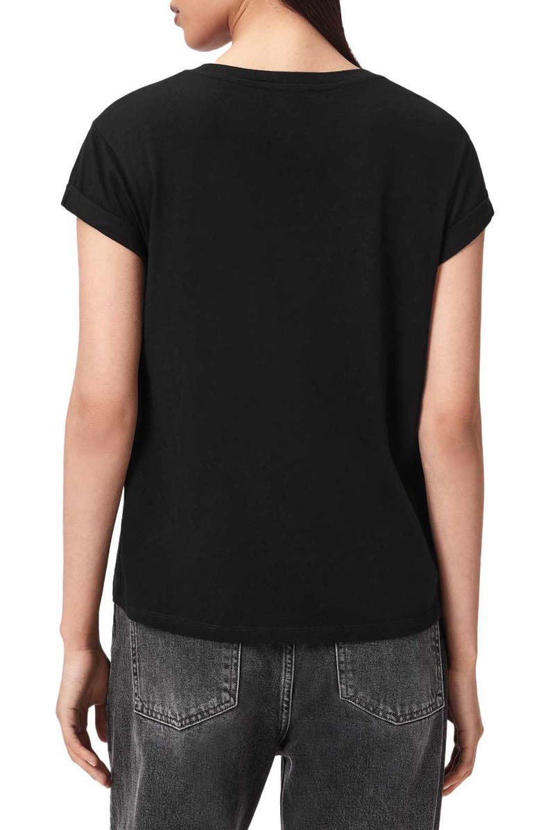 AllSaints Crystal Anna Floral T-Shirt, Alternate, color, Black