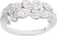 SUZY LEVIAN Sterling Silver CZ Pavé Flower Ring