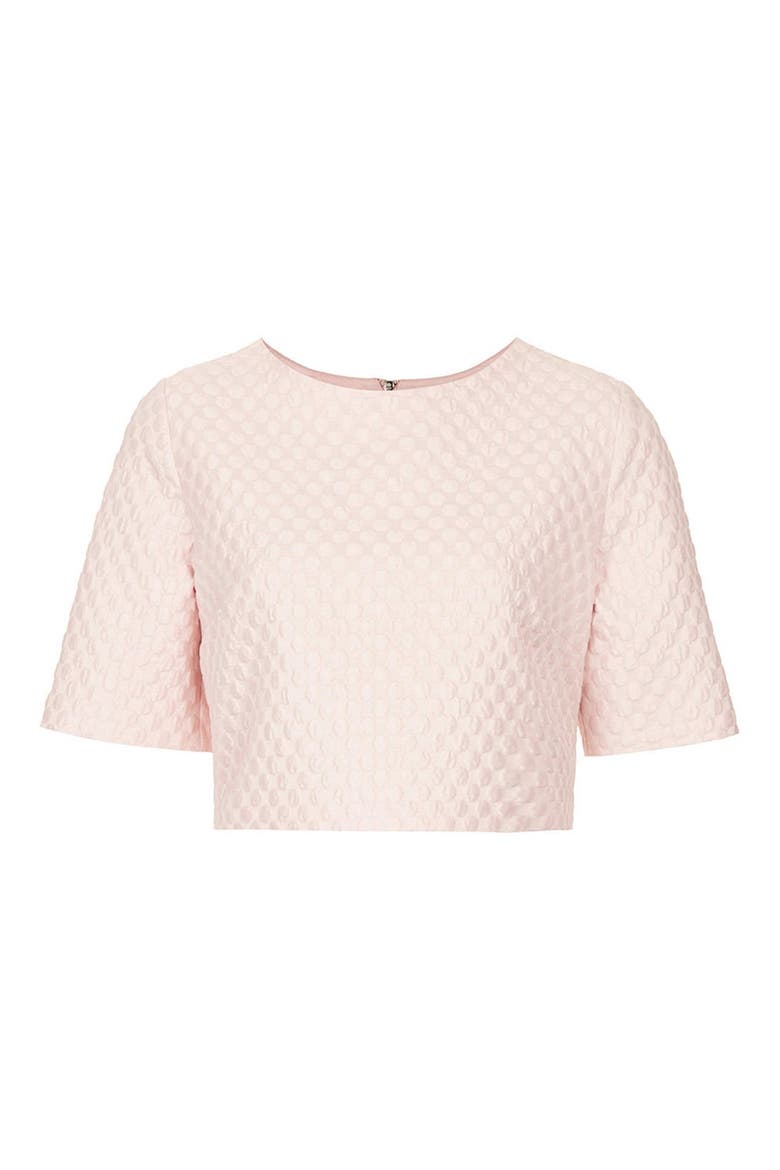 Bubble Jacquard Crop Top, Alternate, color, PINK