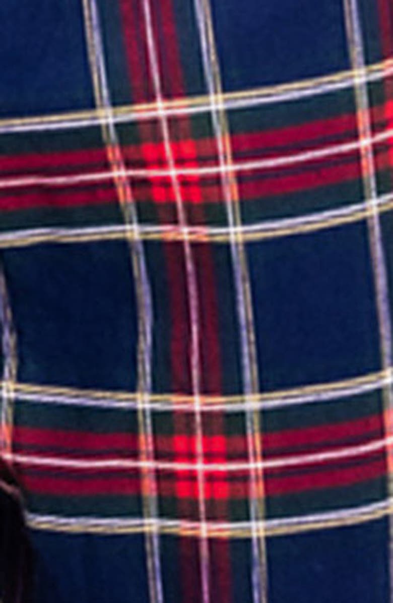 Petite Plume Windsor Tartan Cotton Flannel Pajama Pants, Alternate, color, Navy