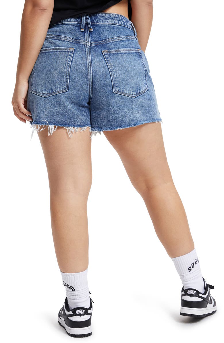Good American Good Girlfriend Cutoff Denim Shorts, Alternate, color,