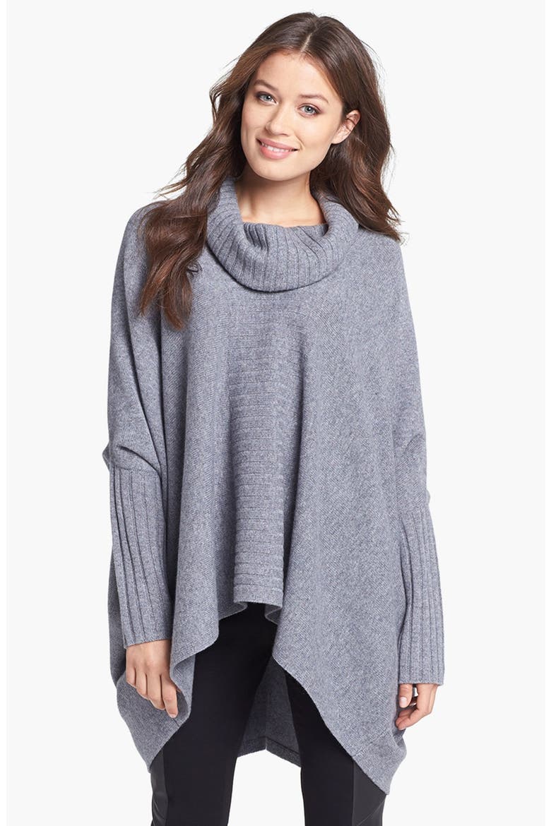Cashmere Poncho Sweater, Main, color, GREY TWILIGHT HEATHER