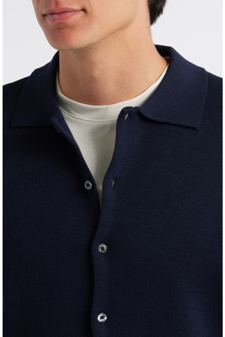 Slim Fit Cashwool® Knit Button-Up Shirt, Alternate, color, NAVY