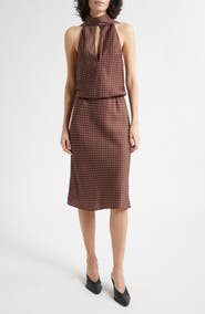 POSSE Phoebe Polka Dot Open Back Halter Neck Shift Dress