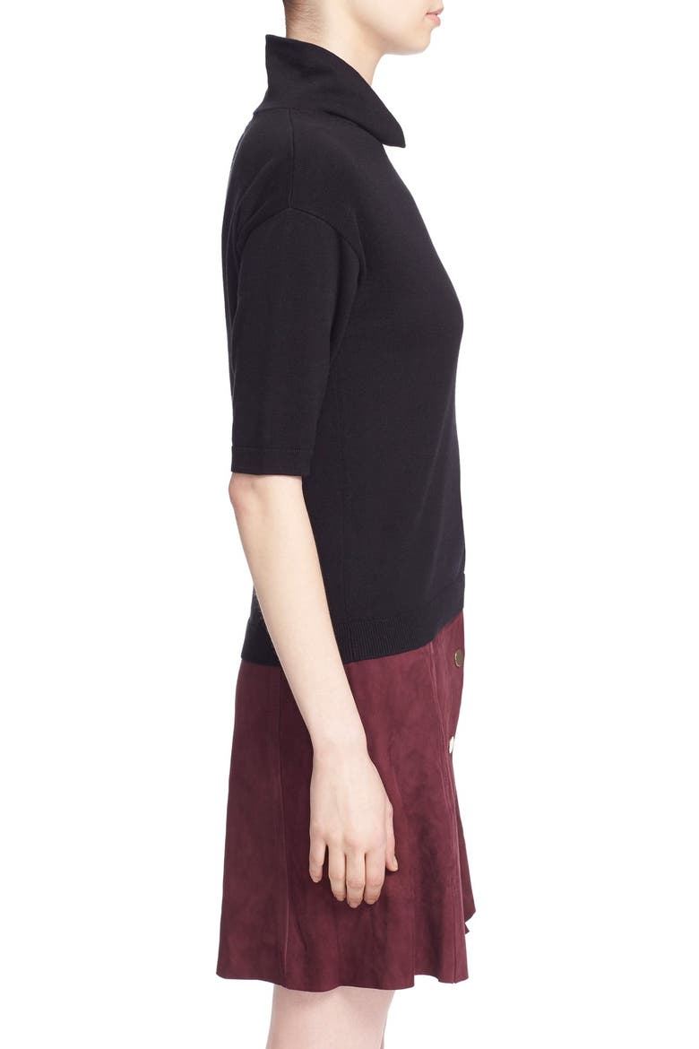cotton blend mock neck sweater, Alternate, color, BLACK