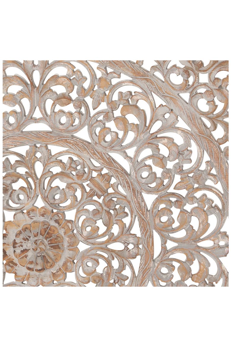 WILLOW ROW Brown Traditional Floral Wood Wall Decor, Alternate, color, BROWN