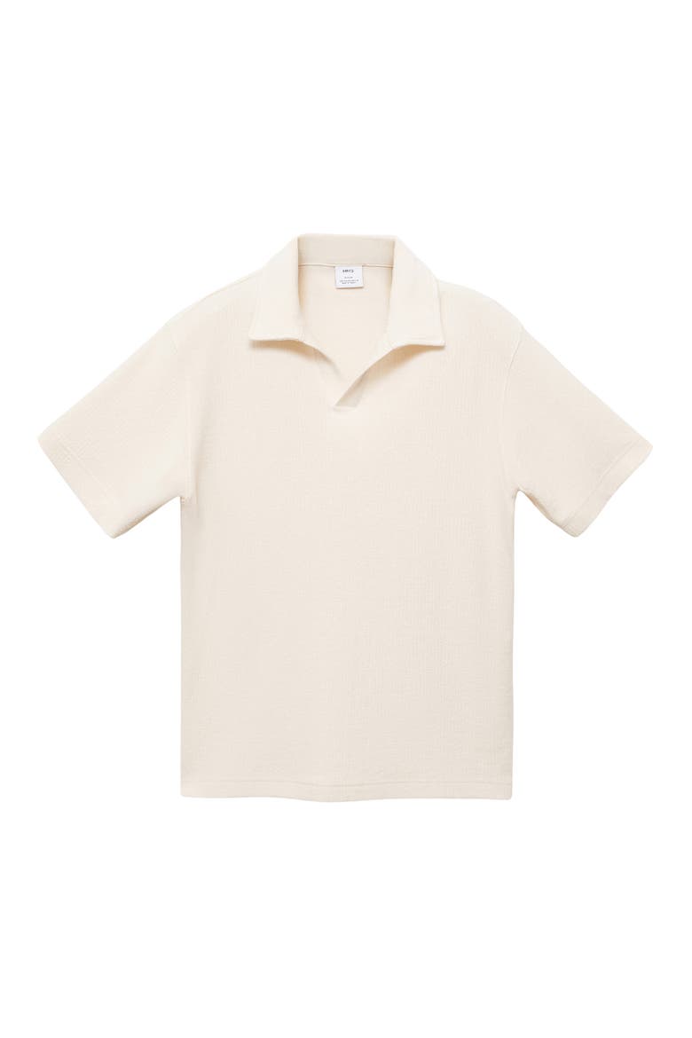 Johnny Collar Textured Cotton Blend Polo, Alternate, color, ECRU