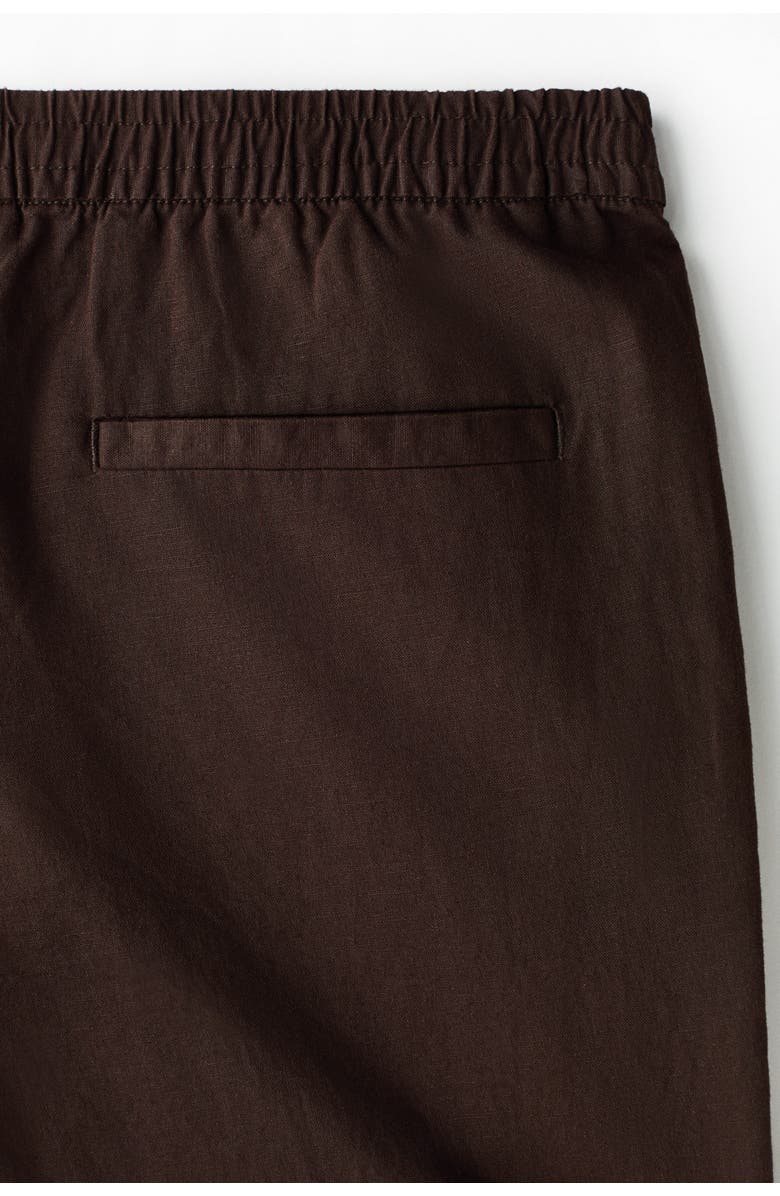 H&M Regular-fit linen-blend pants, Alternate, color, Dark Brown