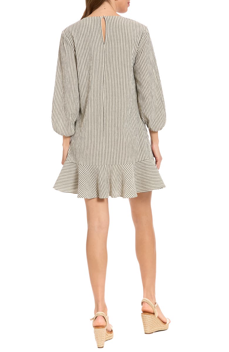 London Times Stripe Seersucker Minidress, Alternate, color, Black/ Ivory