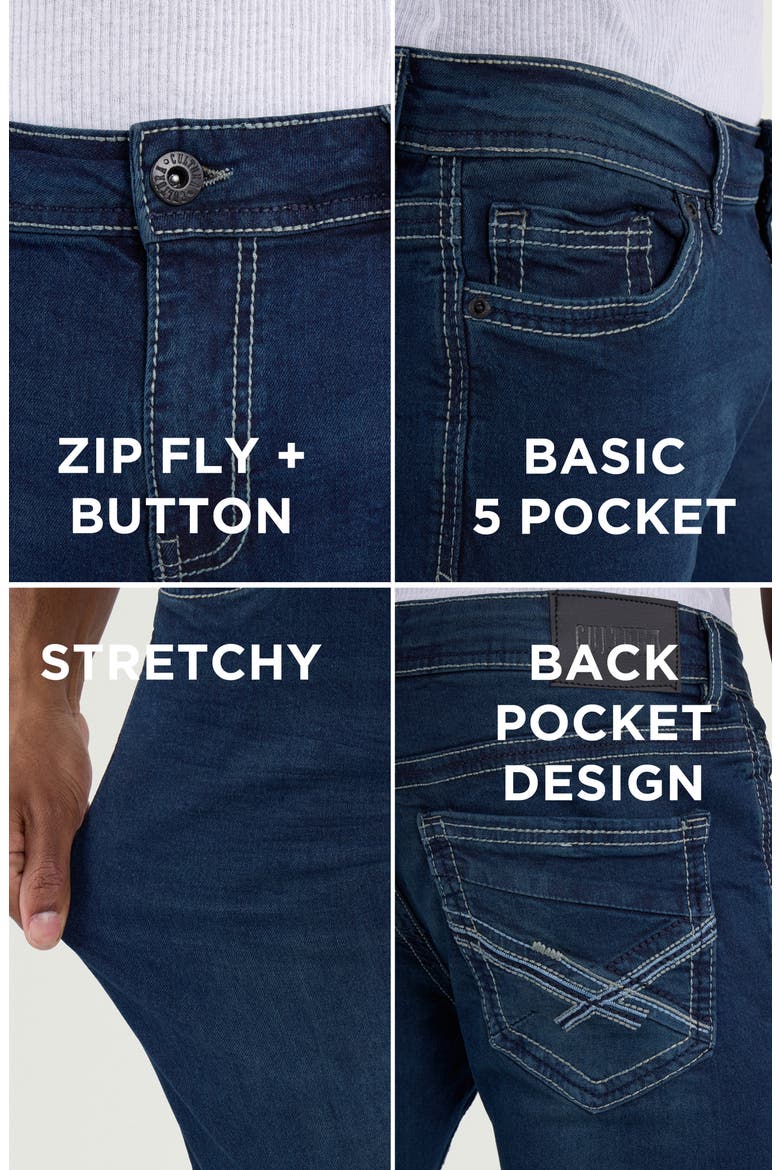 Saddle Stitch Stretch Straight Leg Jeans, Alternate, color, DARK BLUE