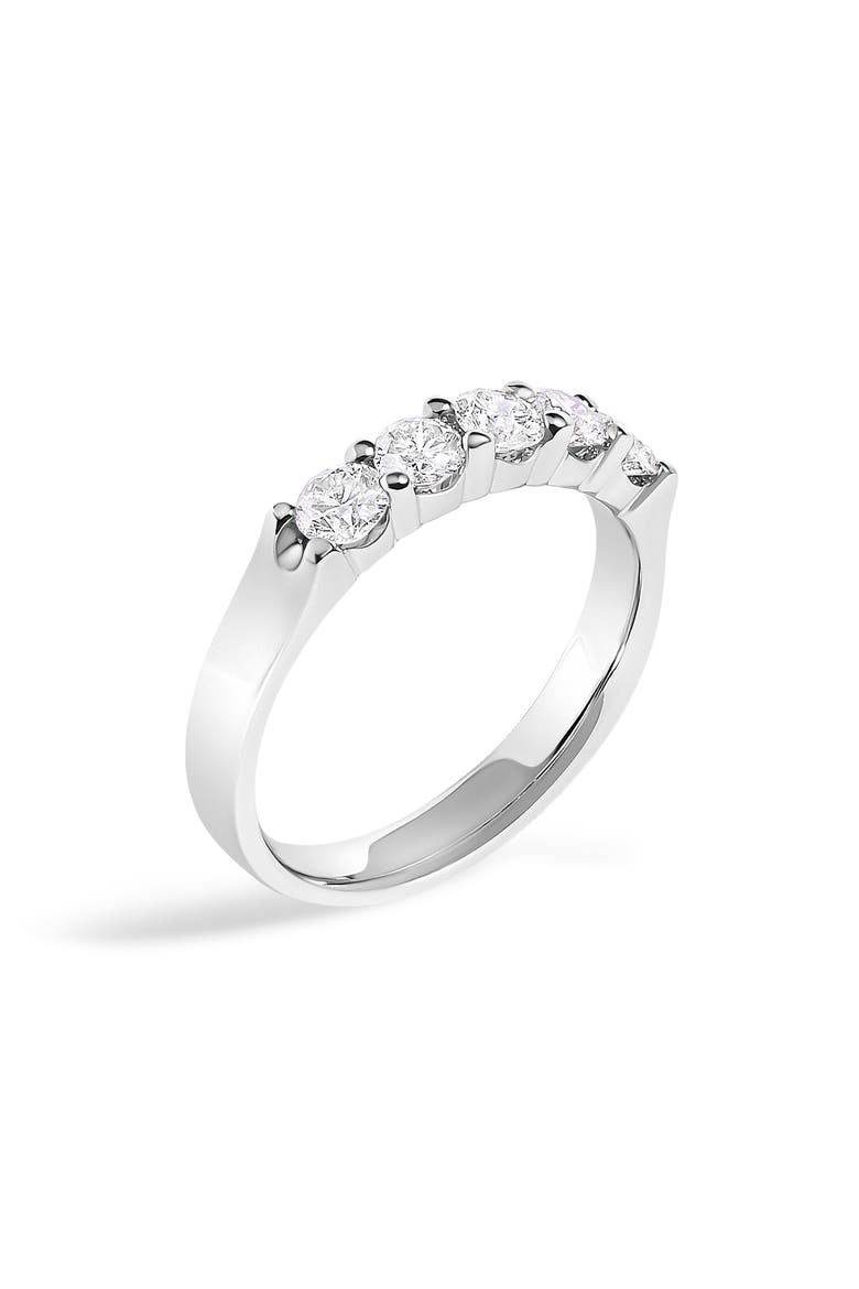 14K Gold 3/4 Ctw Diamond 5 Stone Band Ring, Alternate, color, White Gold