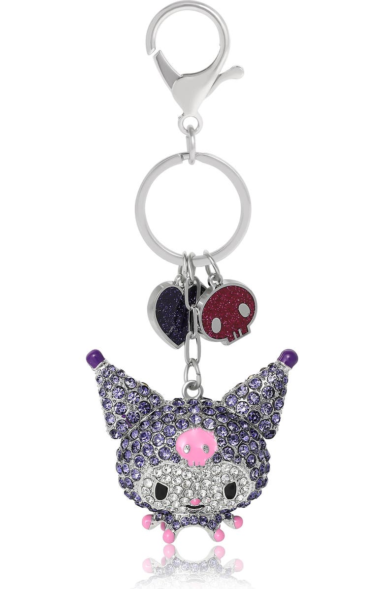 Hello Kitty Kuromi Crystal Cluster Pavé Bag Charm Keychain, Main, color, Crystal Clear
