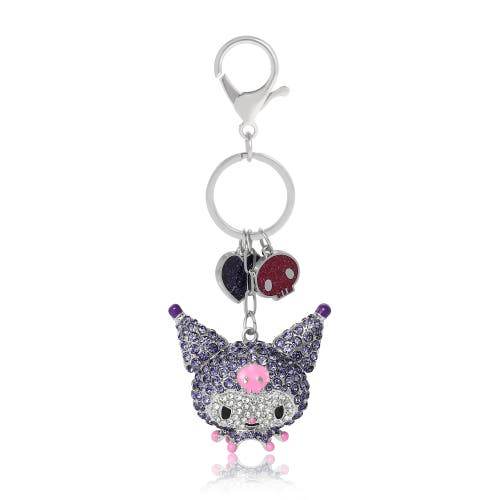 Hello Kitty Kuromi Crystal Cluster Pavé Bag Charm Keychain In Transparent