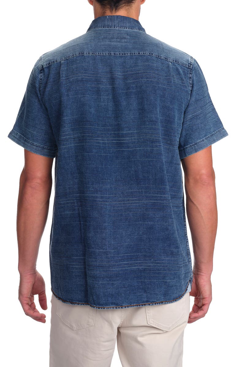 STUDIO GARNET LOS ANGELES Short Sleeve Denim Button-Up Shirt, Alternate, color,