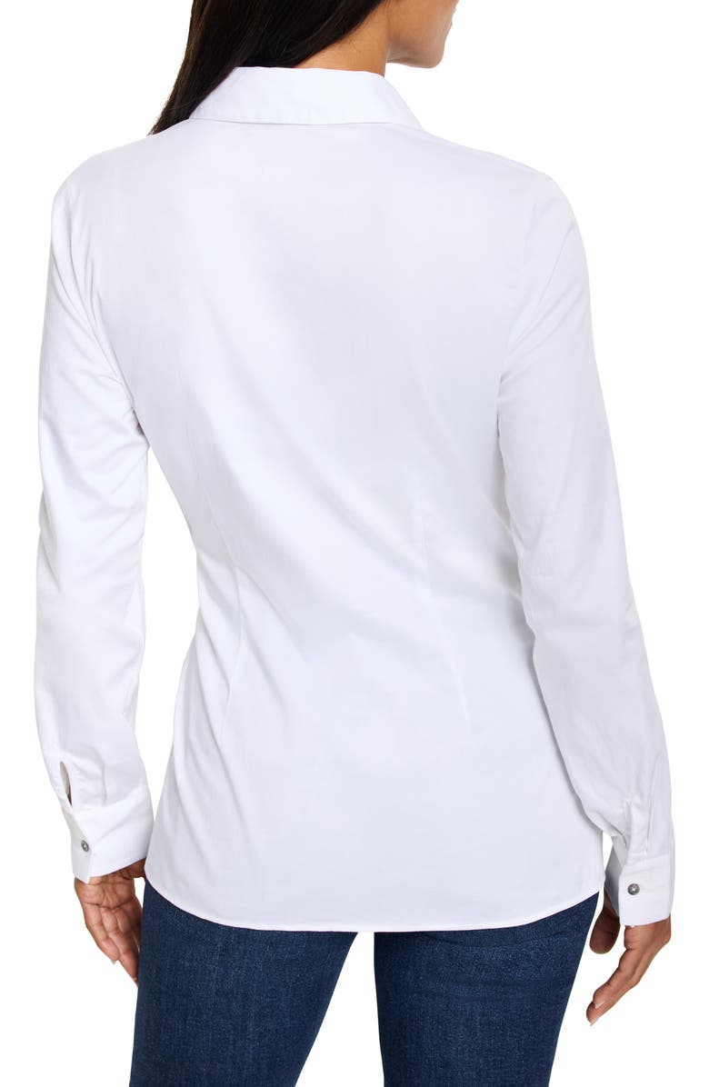 NIC+ZOE Side Tie Stretch Cotton Shirt, Alternate, color, Paper White