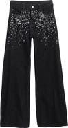 Tractr Kids' Crystal Blizzard Embellished Wide Leg Jeans