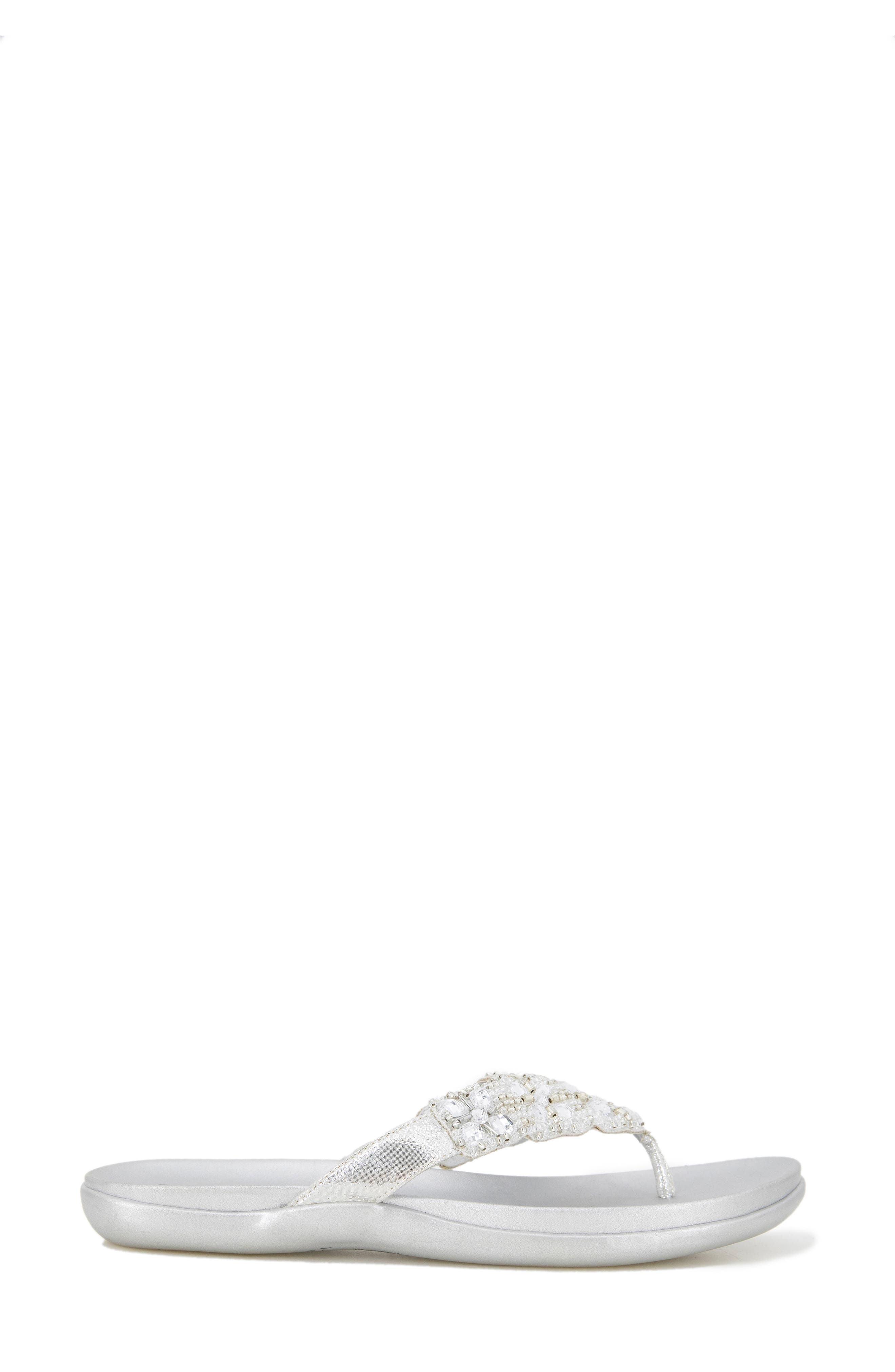 Kenneth Cole Reaction Glam-Athon Embellished Thong Sandal, Alternate, color, Silver