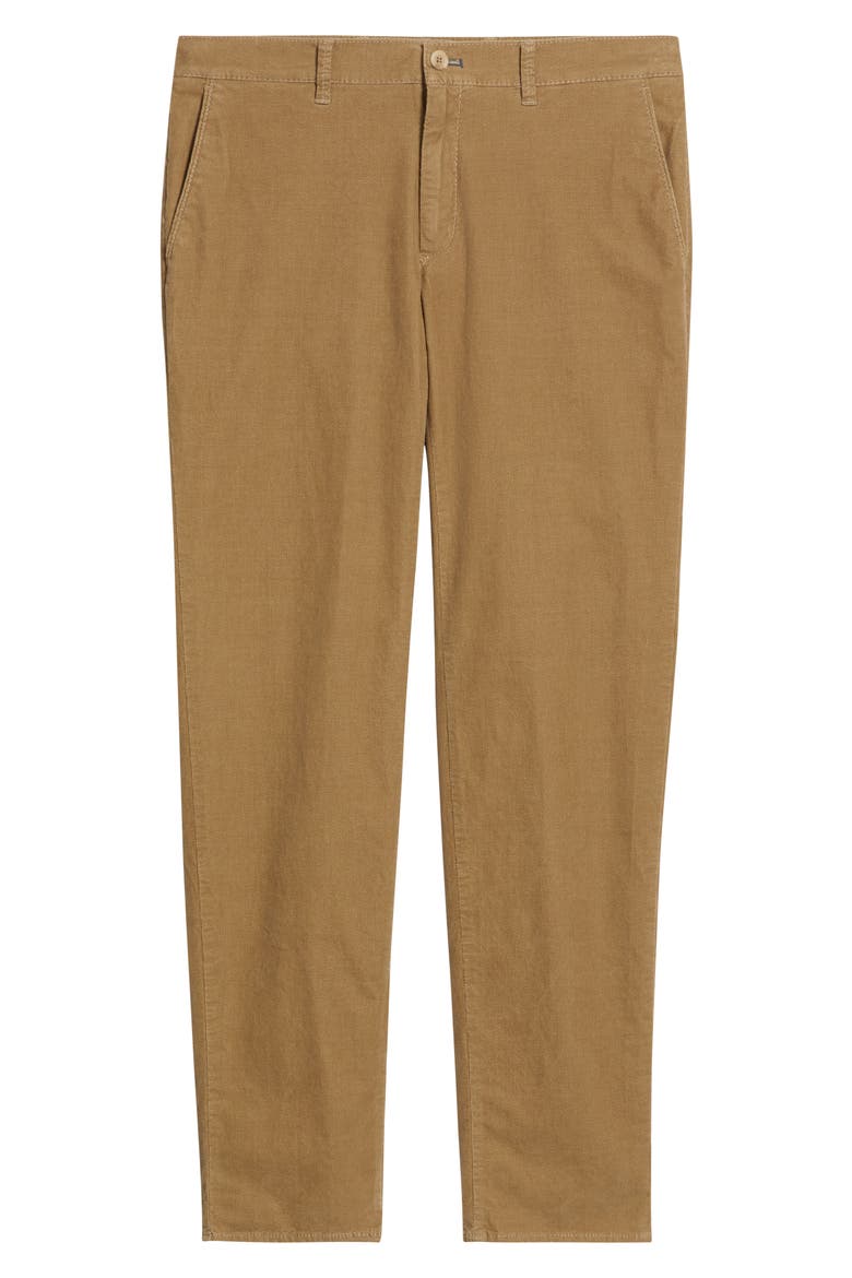 Fabio Flat Front Stretch Corduroy Pants, Alternate, color, CAMEL