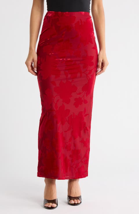 Daisy Burnout Velvet Skirt