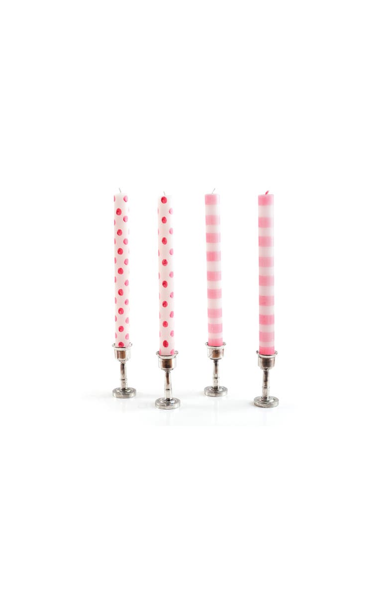 Thumbprint Artifacts Pink Dots & Stripes Tapers - Gift Box of 4, Main, color, Pink Dots