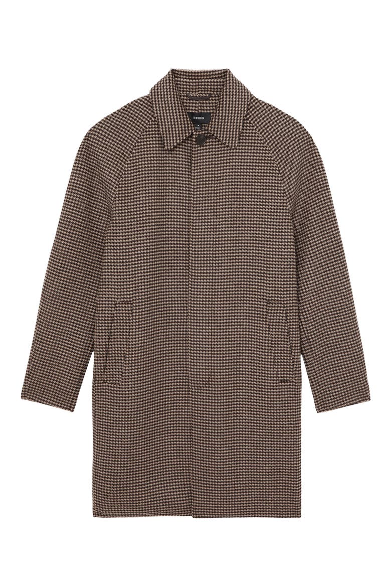 Morpeth Houndstooth Check Wool Blend Coat, Alternate, color, BROWN