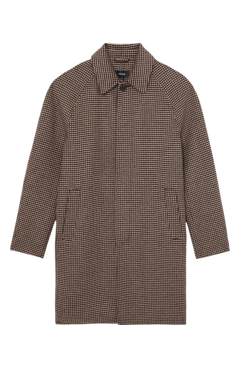 Reiss Morpeth Houndstooth Check Wool Blend Coat, Alternate, color, Brown