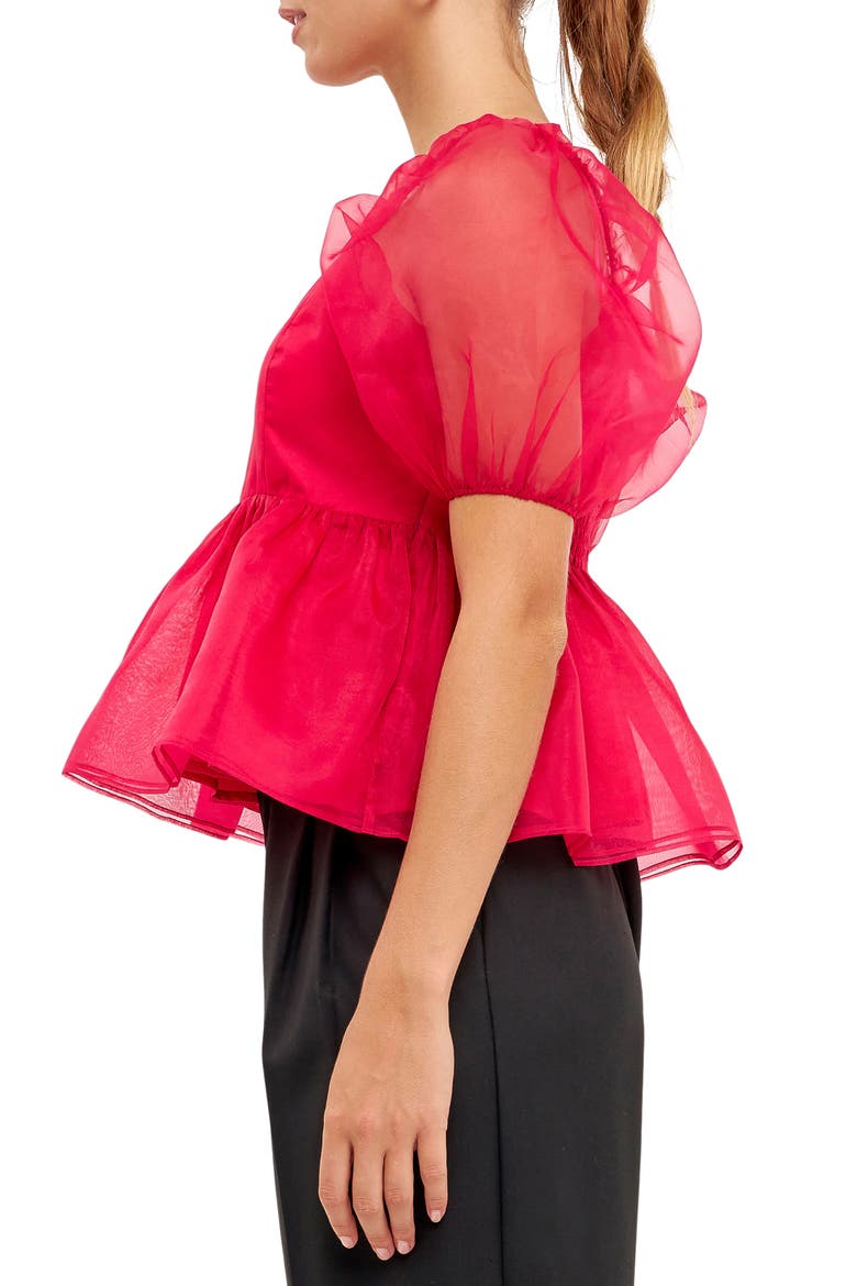 Organza Peplum Top, Alternate, color, BERRY