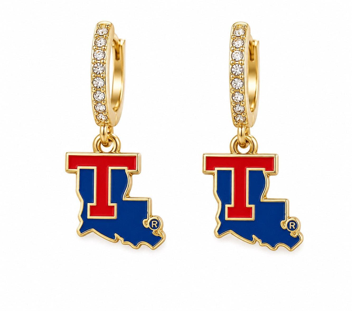 Color Shout La Tech Bulldogs Logo Huggie Hoop Earrings + Star Studs ...