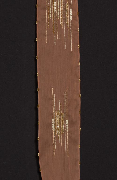 Bcbg Beaded Skinny Scarf In Brown