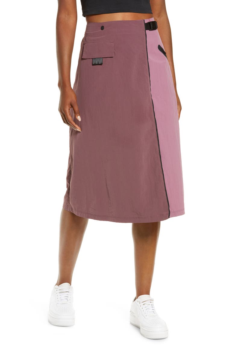 Sportswear Tech Pack Wrap Skirt, Main, color, DARK WINE/ LIT MULBERRY/ BLACK