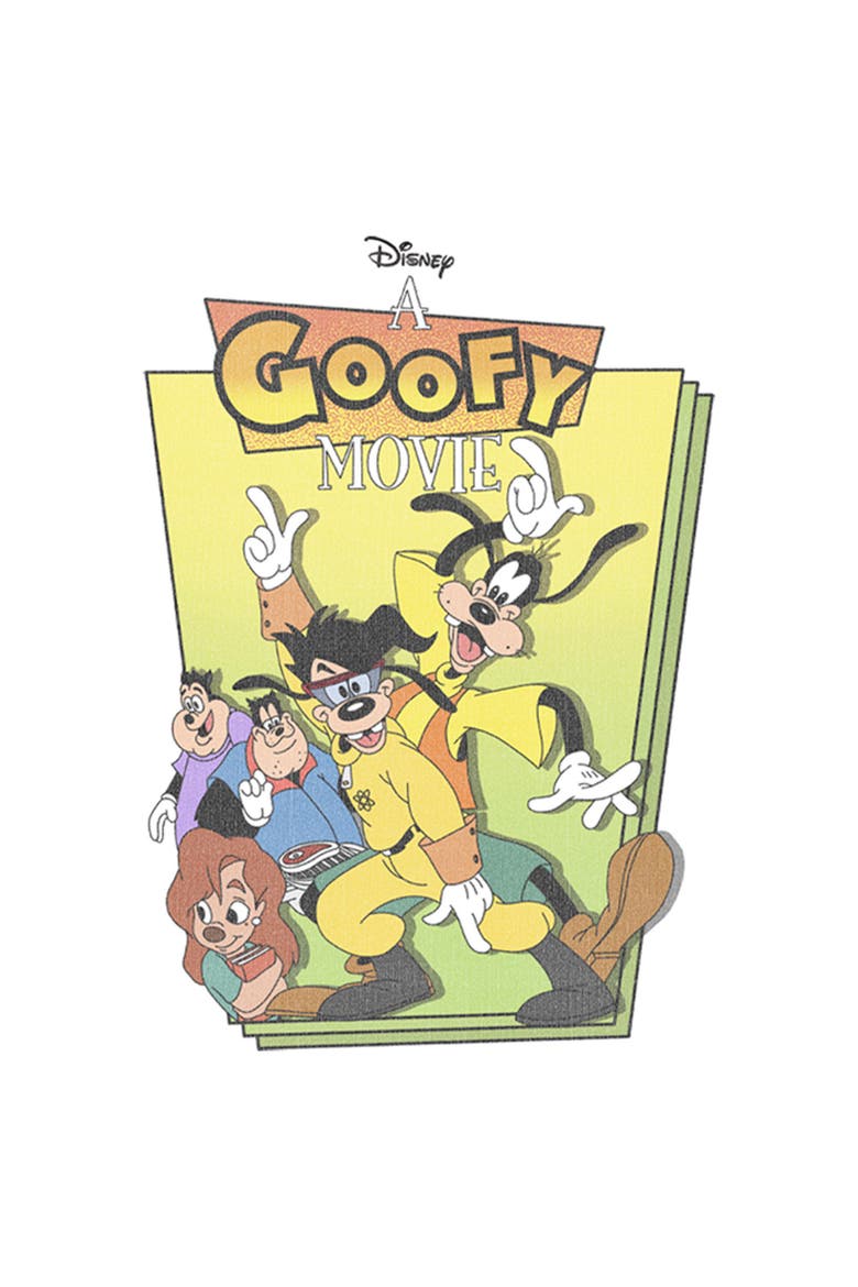 Men's A Goofy Movie Distressed Movie Poster  Graphic T-Shirt, Alternate, color, White
