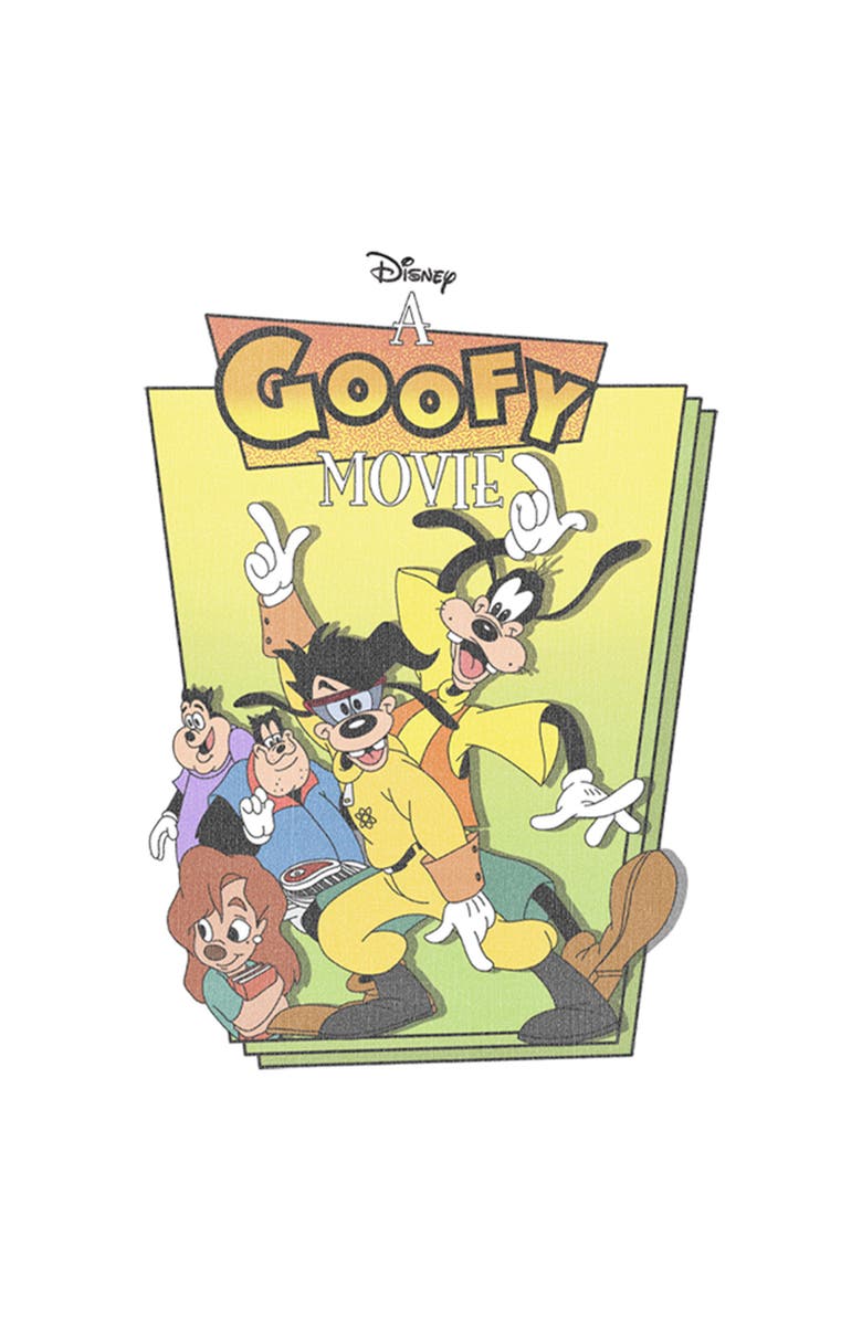 A Goofy Movie Men's A Goofy Movie Distressed Movie Poster Graphic T-Shirt, Alternate, color, White
