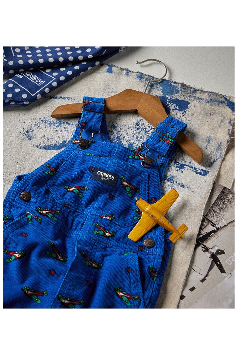 Print Corduroy Overalls, Alternate, color, BLUE PLANE OVERALL