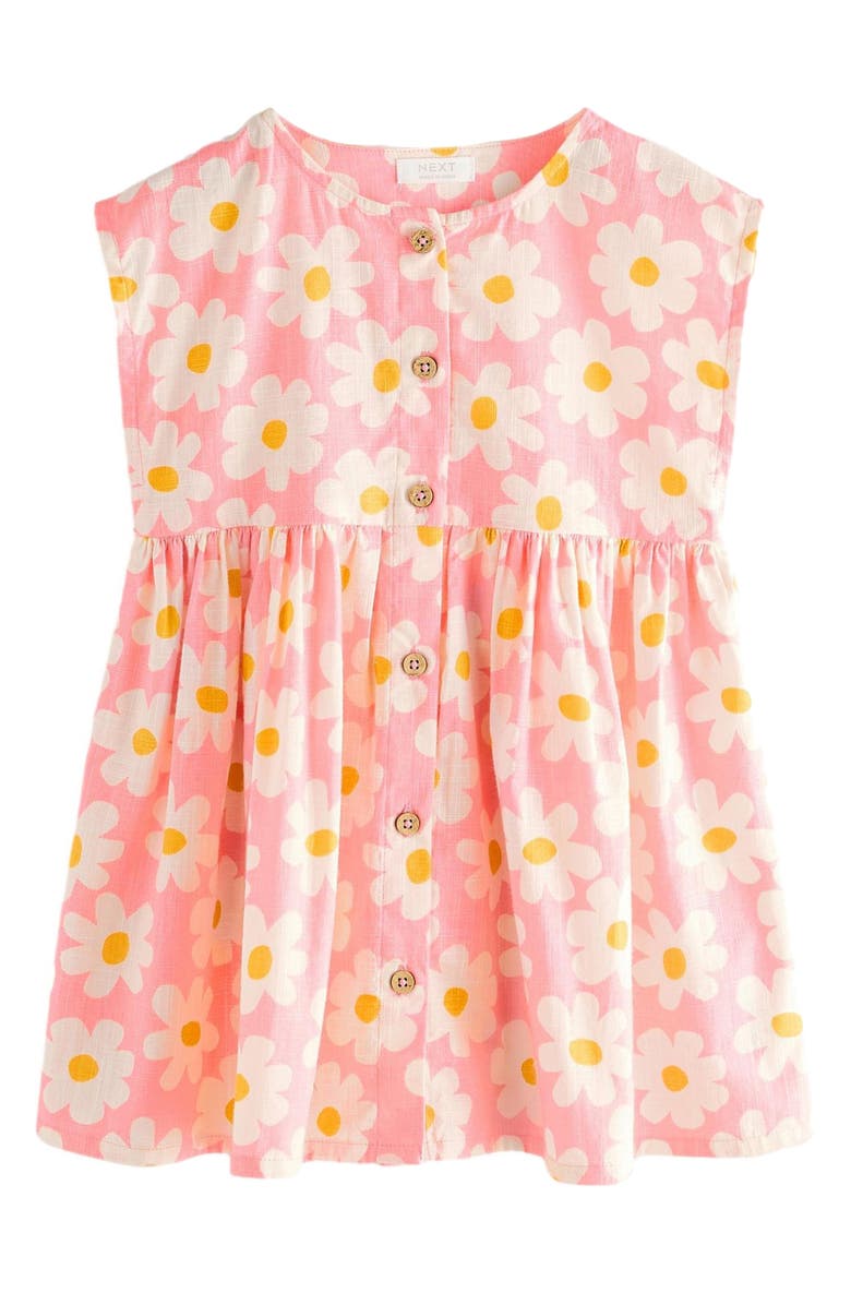 NEXT Kids' Floral Print Cotton Button Front Dress, Main, color, 