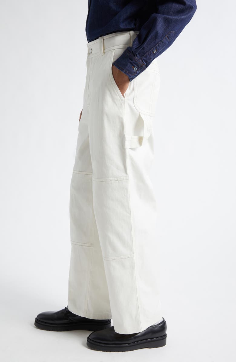 AMI PARIS Cotton Worker Pants, Alternate, color, Blanc Creme