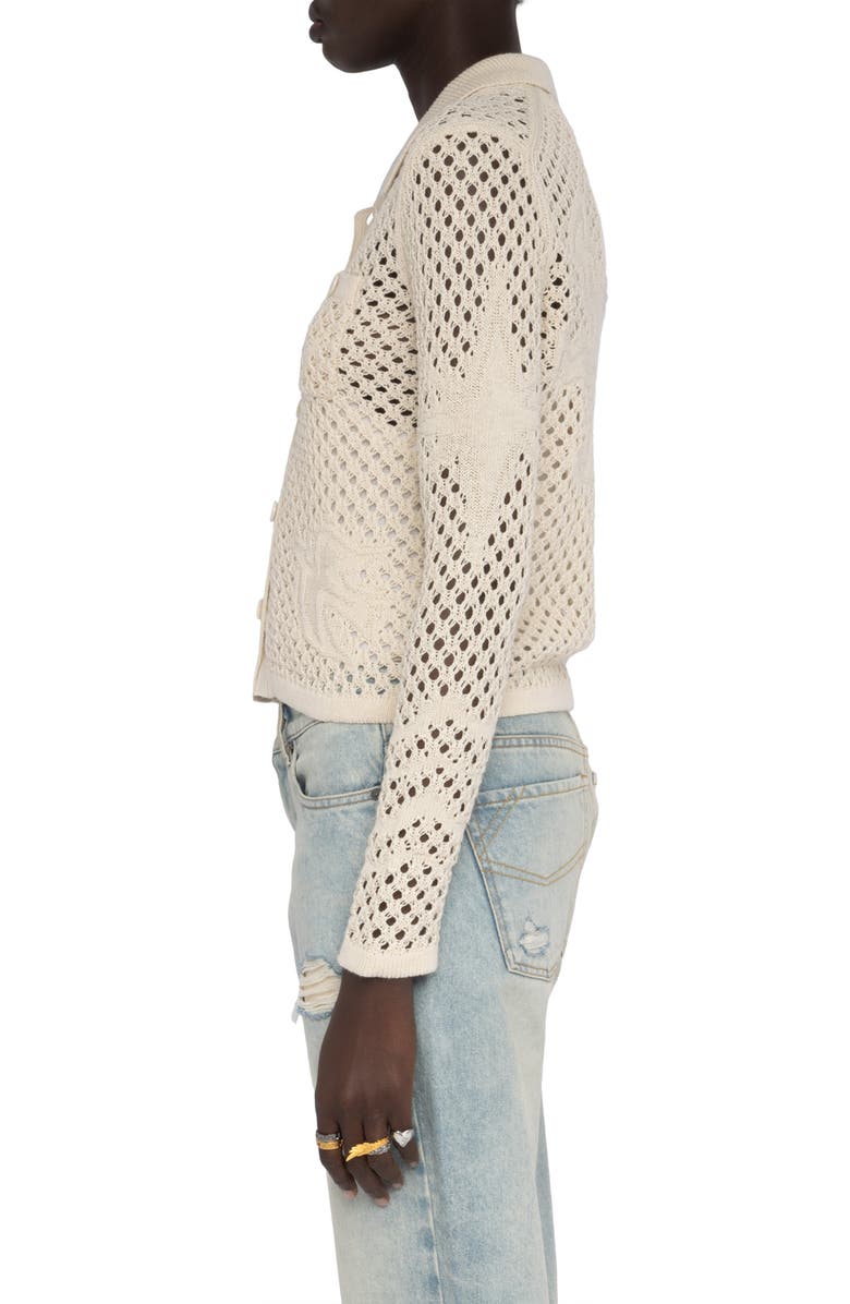 Zadig & Voltaire Voltyz Open Stitch Button Front Shirt, Alternate, color, Ecru